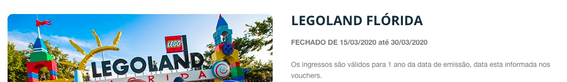 reembolso de ingressos Lego Land